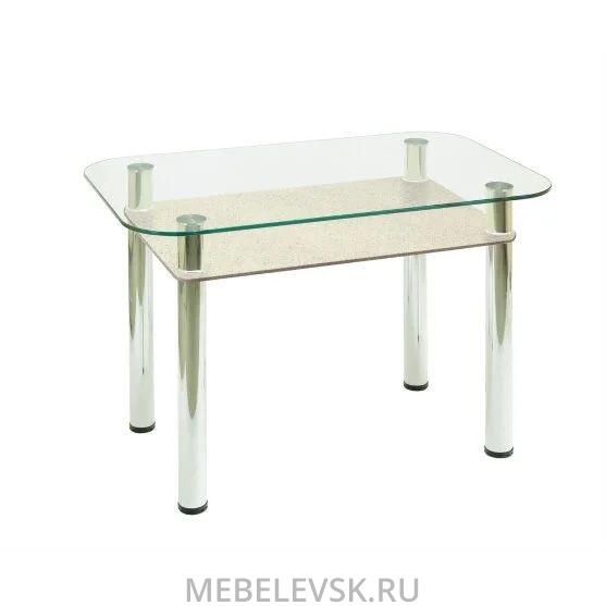 Стол обеденный с полкой (3.4 белый камень)