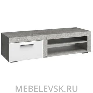 Гостиная BEST мод.№ 1.2 Тумба ТВ малая (бетон/белый глянец)