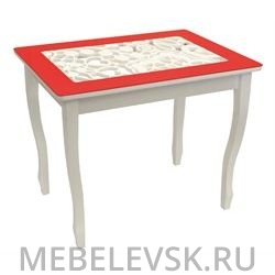 Стол обеденный без полки (Стиль2 Ажур-3 бордовый/триумф белый)