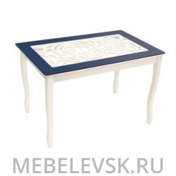 Стол обеденный без полки (Стиль2 Ажур тёмно-синий/триумф белый)