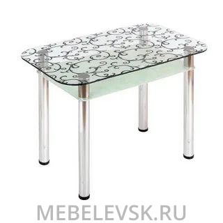 Стол обеденный с полкой (3.4 ДП28 прозрачный белый)