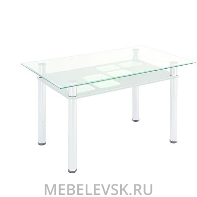 Стол обеденный с полкой МДФ (3.0 серый муар (стальной гобелен/зеркало))