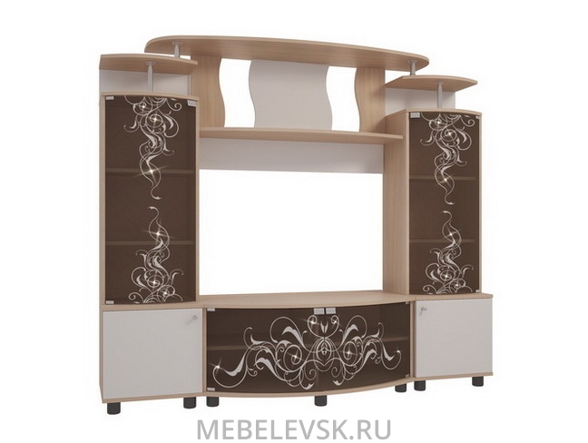 Мини-стенка "Зефир люкс" дуб млечный/белый