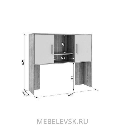 Лайт-2 Надстройка стола компьютерного 1200, (1200х300х1050). Изображение 1