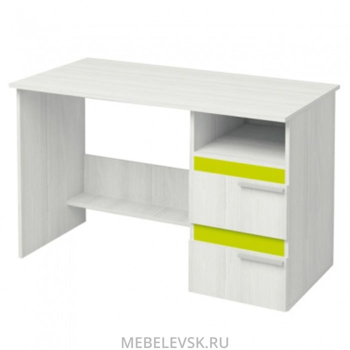 Эко №17 (Стол письм. 1200*600,ФУР.) (рамух белый/ лайм). Изображение 1