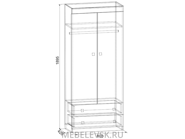 Шкаф комбинированный "Челси" (с ящ. 2-створчатый). Изображение 1